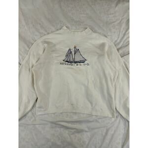 VTG 90s Newport Blue Pullover Sweatshirt Size Large Sailboat Coastal Grandma